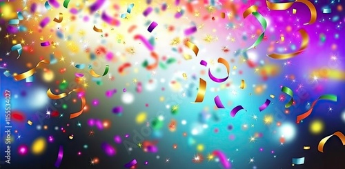 Colorful glitter and confetti on a bright gradient background. New Year's Eve event posters, party invitations, pop art