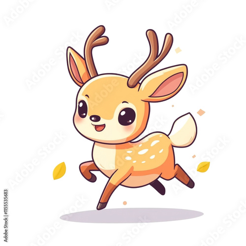 Wallpaper Mural Adorable Jumping Fawn: A Delightful Cartoon Deer Torontodigital.ca