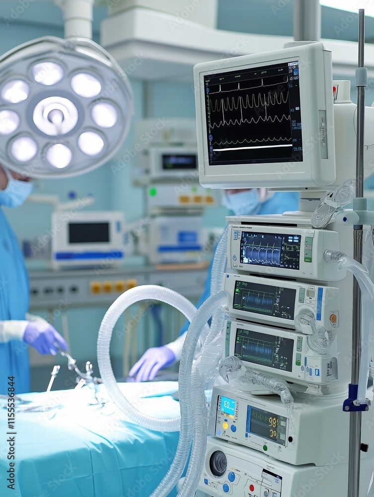 Operating Room Scene: Medical Equipment and Surgeons Operating Room Scene: Medical Equipment and Surgeons