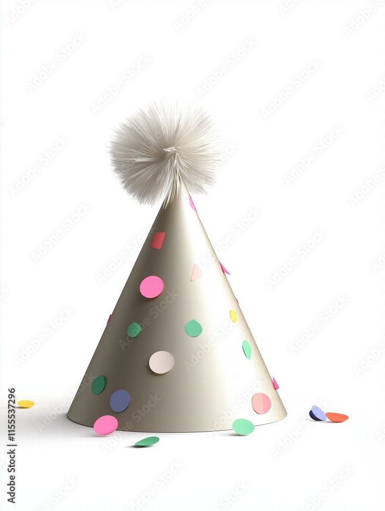Elegant Silver Party Hat with Confetti Elegant Silver Party Hat with Confetti