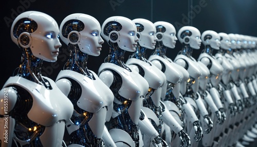 Wallpaper Mural An assembly line of humanoid robots Torontodigital.ca