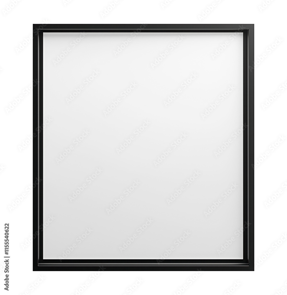 Simple black frame for artwork display and decoration on a transparent background, png image Simple black frame for artwork display and decoration on a transparent background, png image