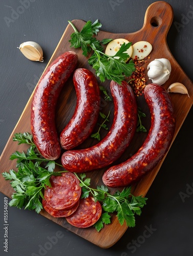 Spicy Smoked Sausages with Parsley and Garlic photo