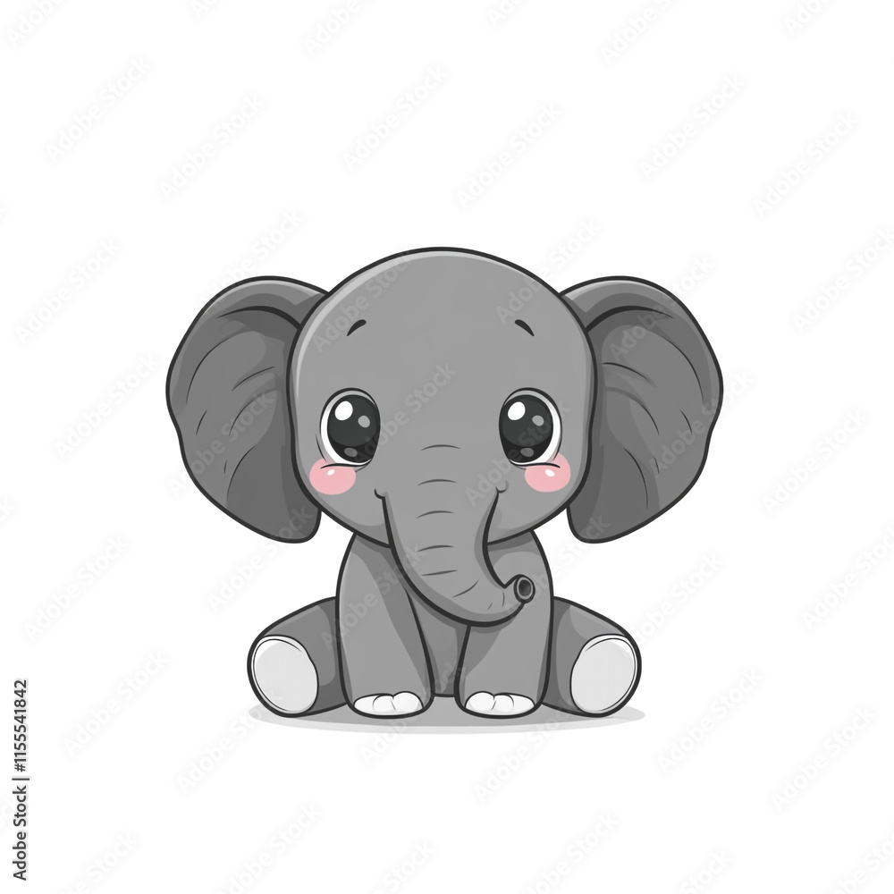 Fototapeta premium Adorable Baby Elephant Illustration
