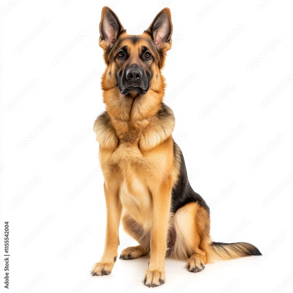 Majestic german shepherd sitting on white background Majestic german shepherd sitting on white background