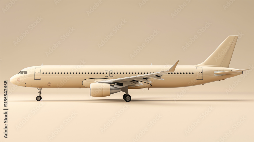 Beige Airplane Model On Neutral Background Beige Airplane Model On Neutral Background