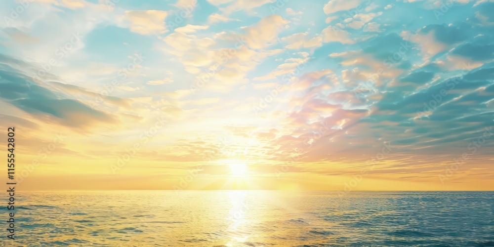 Obraz premium yellow blue pastel seascape under sunset