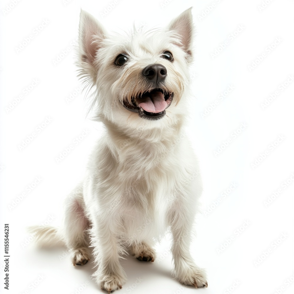 Happy west highland white terrier sitting on white background Happy west highland white terrier sitting on white background