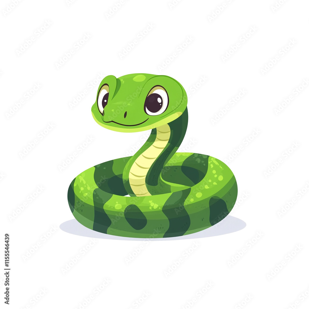 Adorable Green Cartoon Snake Illustration Adorable Green Cartoon Snake Illustration