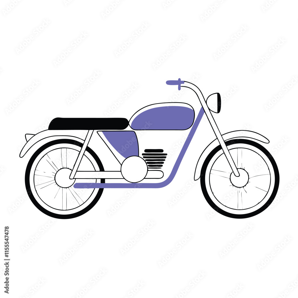 Obraz premium line art vector illustration of a classic motorcycle on a white background.
