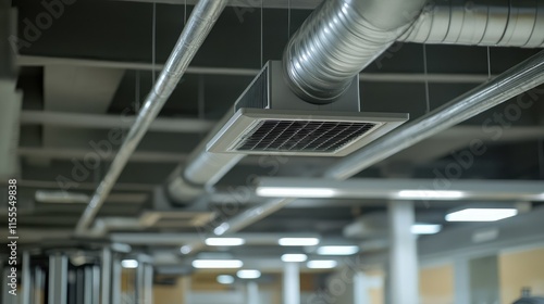 A fitness center with built-in air conditioning vents aligned along the ceiling for optimal airflow. photo