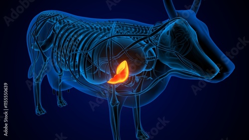 Cuadro en lienzo cow digestive stomach, liver, lungs and large intestine anatomy