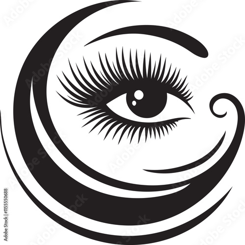 Logo stylish Eye with Eyelashes design for beauty parlor