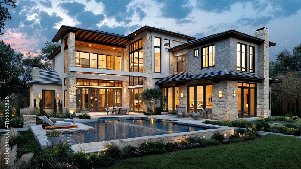 Luxury Modern Home at Dusk: A Stunning Architectural Design Luxury Modern Home at Dusk: A Stunning Architectural Design