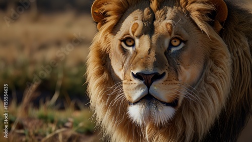 Forest Lion With Focus In A Jungle Background