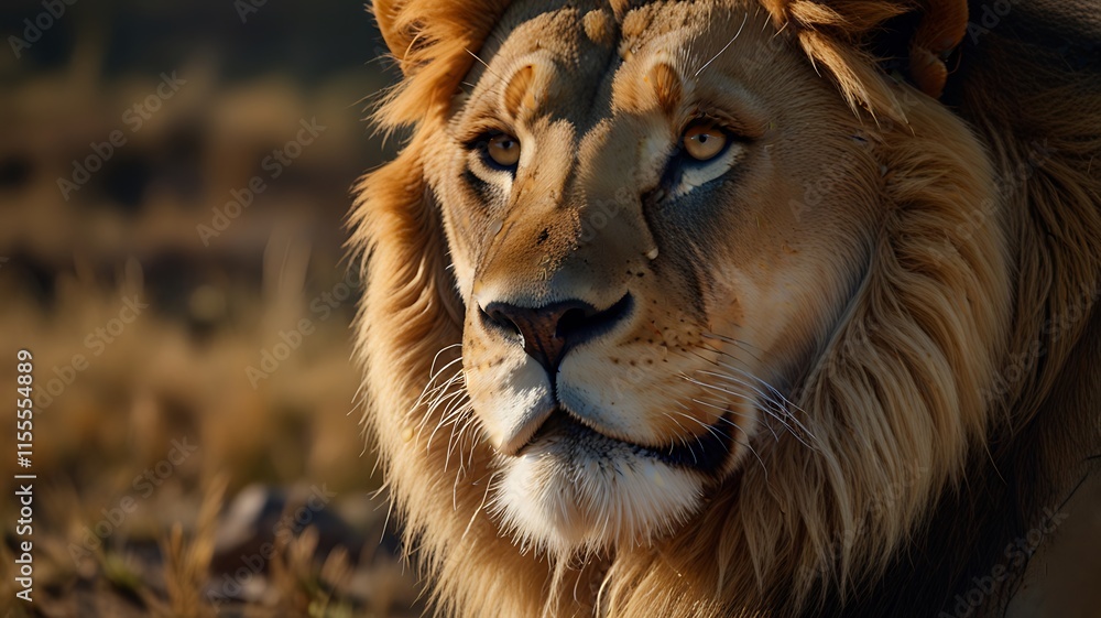 Forest Lion With Focus In A Jungle Background Forest Lion With Focus In A Jungle Background