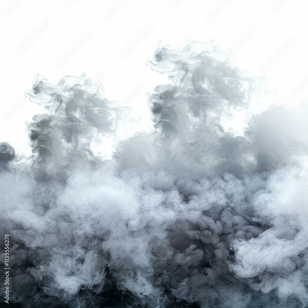 Gray and white smoke creating abstract shapes on a white background Gray and white smoke creating abstract shapes on a white background