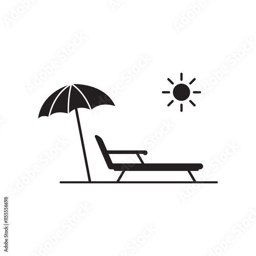 Simple Design Beach Chair Vector Illustration