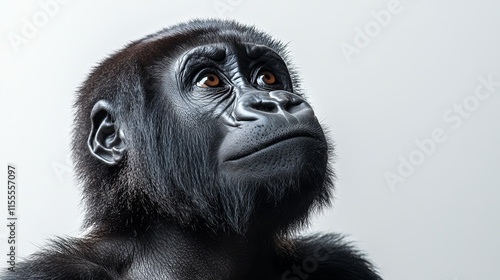 Close-up Portrait of a Pensive Gorilla, Exploring the Depths of Nature's Majesty photo