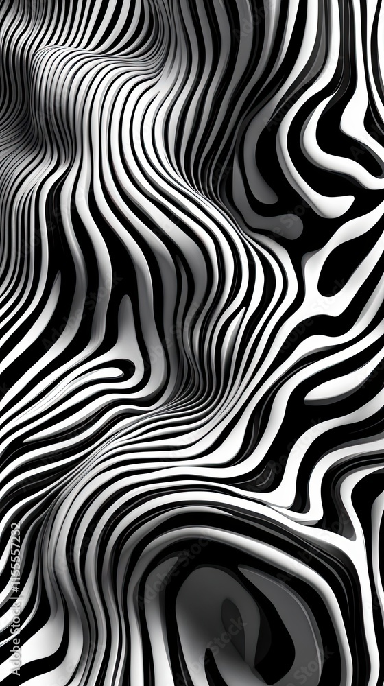 Abstract Black And White Wavy Lines Pattern Design Abstract Black And White Wavy Lines Pattern Design