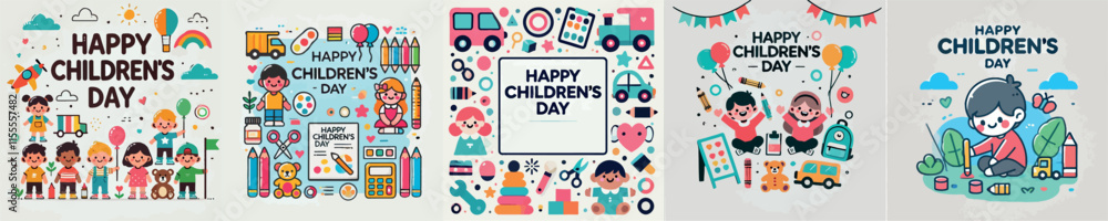 Vector image with the theme of Happy Childrens Day Vector image with the theme of Happy Childrens Day