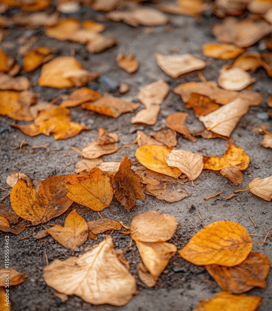 A Beautiful Close-up View of Autumn Leaves in Vivid Shades of Orange and Yellow Lying on a Soft Ground Background Perfect for Nature and Seasonal Themes A Beautiful Close-up View of Autumn Leaves in Vivid Shades of Orange and Yellow Lying on a Soft Ground Background Perfect for Nature and Seasonal Themes
