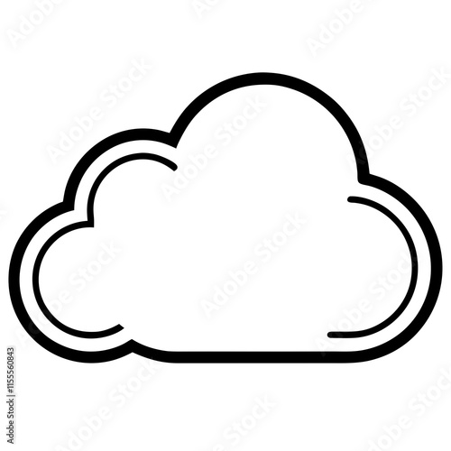 Simple Cloud Icon Outline, Weather, Storage, Computing, Design