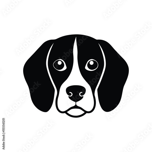 beagle dog head black flat icon.eps