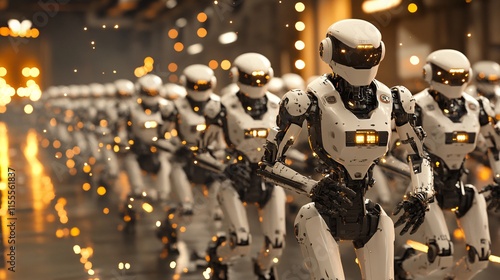 Wallpaper Mural 3D battalion of military robots emerges in perfect formation Torontodigital.ca