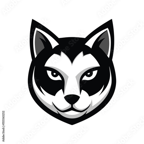 black white cat head logo.eps