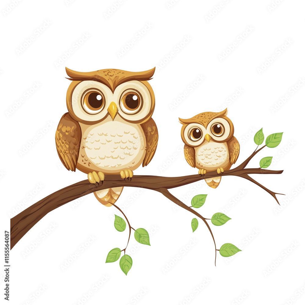 Obraz premium Adorable Owls Perched on a Branch
