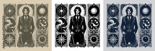 shadow assassin playing card tattoo design concept