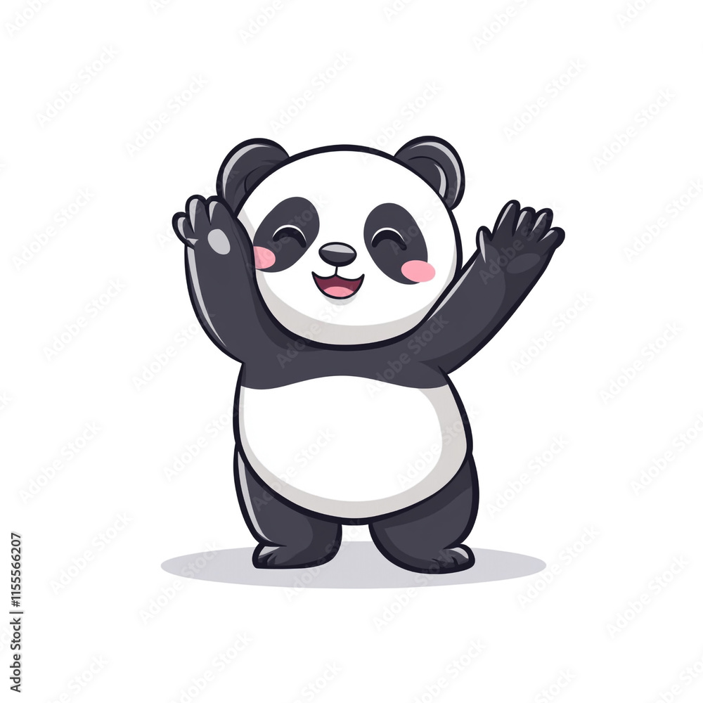 Adorable Panda Illustration: A Cheerful Wave Adorable Panda Illustration: A Cheerful Wave