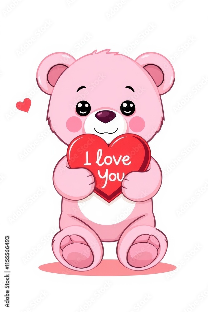 Cute teddy bear holding a heart with Cute teddy bear holding a heart with