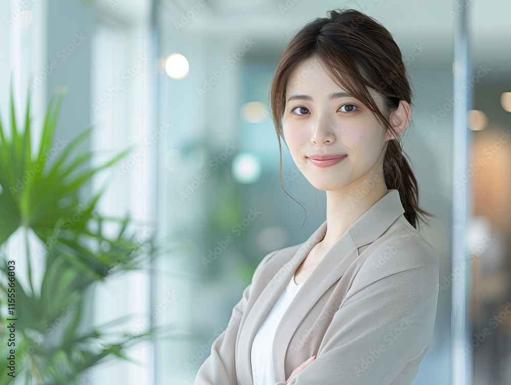 Confident Business Woman in Modern Office Setting Confident Business Woman in Modern Office Setting