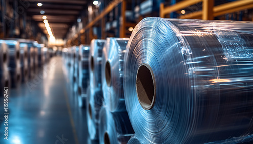 more Rolls of Plastic Wrap in a Warehouse