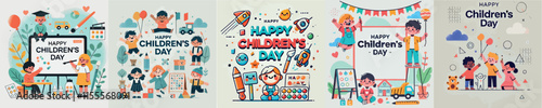 Vector image with the theme of Happy Childrens Day