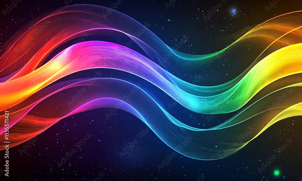 Colorful wavy lines on dark background. Colorful wavy lines on dark background.