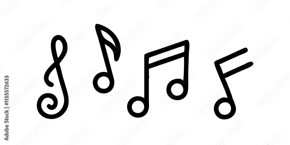 Music notes icon set, Music notes symbol, vector illustration Music notes icon set, Music notes symbol, vector illustration
