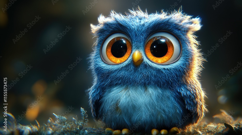 Adorable Blue Owl: A Digital Masterpiece Adorable Blue Owl: A Digital Masterpiece