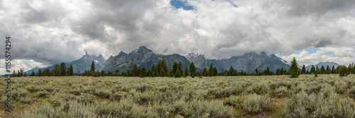 Canvas Print Panorama Of Angry Clouds From The Tetons From Mountain View Turnout