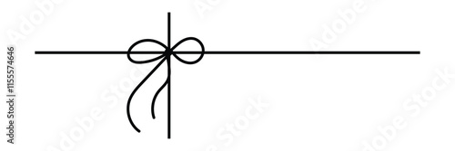 Gift bow line icon. Outline minimal tie hand drawn sketch. Doodle drawing. Vector illustration. isolated on white  background.