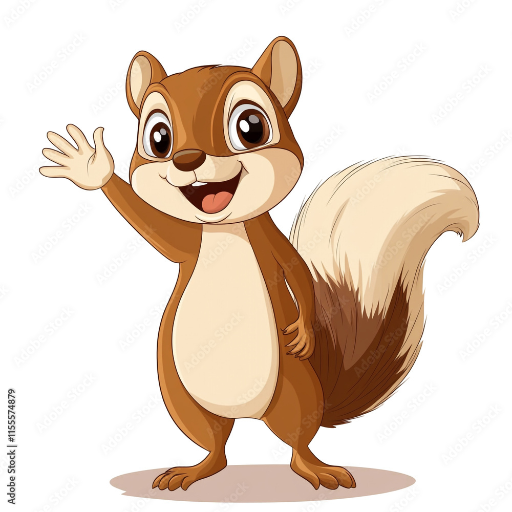 Adorable Cartoon Squirrel Waving Hello! Adorable Cartoon Squirrel Waving Hello!