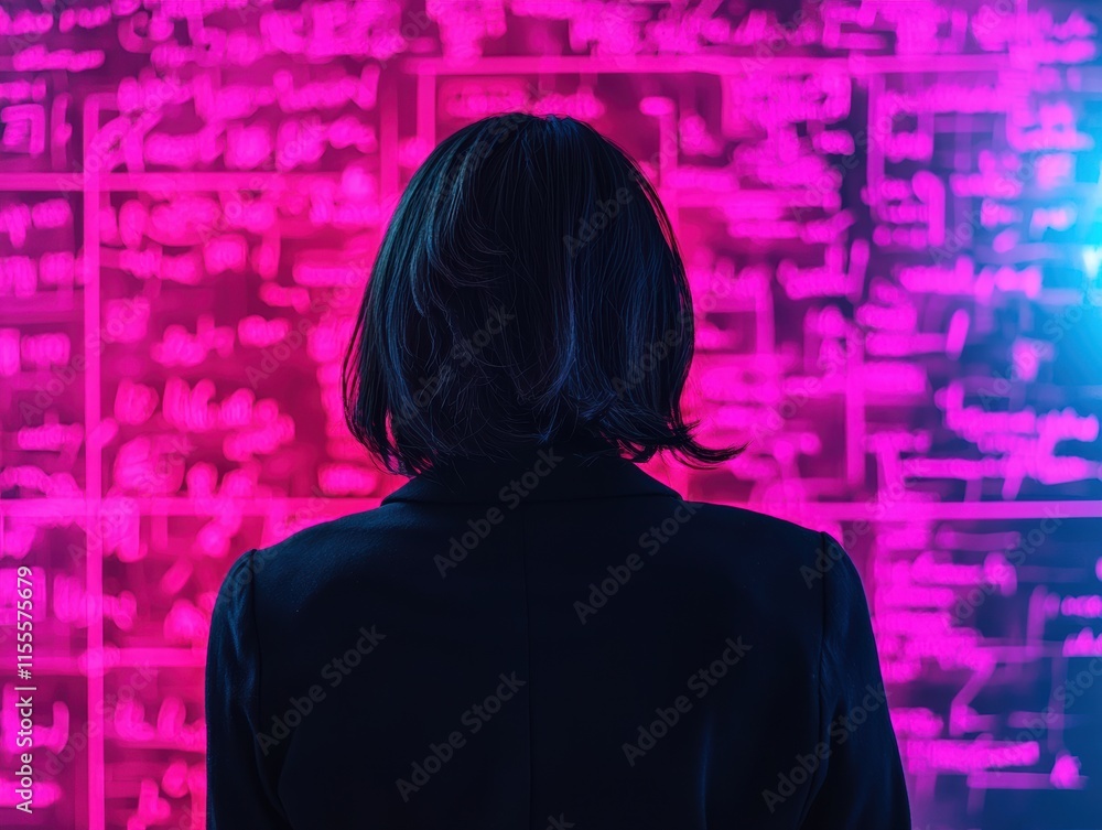 Professional analyzing data on interactive glass board with dynamic lighting Professional analyzing data on interactive glass board with dynamic lighting