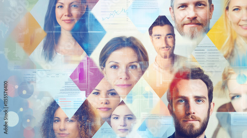 Diverse group of people with thoughtful expressions, surrounded by questionnaires and charts, symbolizing consumer survey insights and market research analysis.