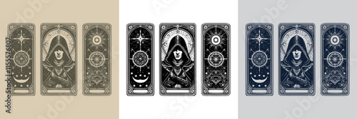 vintage-inspired assassin playing card tattoo design