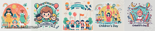 Vector image with the theme of Happy Childrens Day
