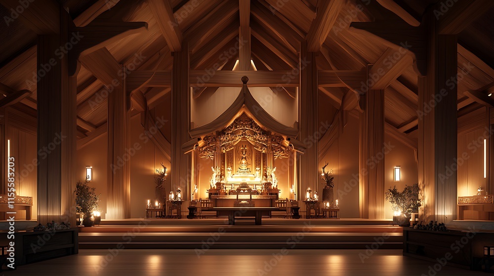 Obraz premium Interior of an ancient marble church with columns and arches