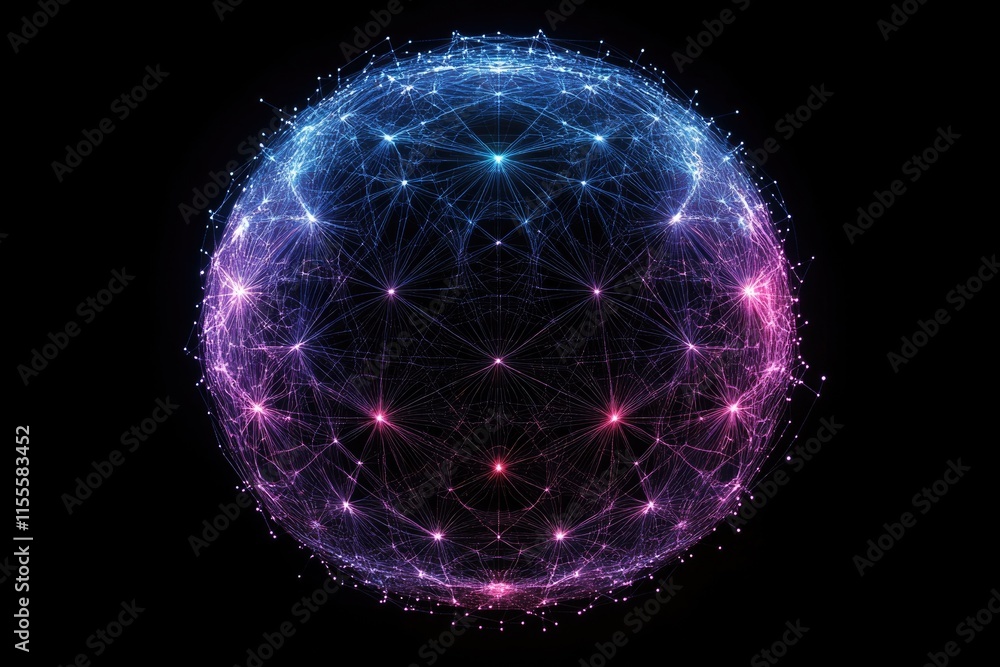 A glowing sphere depicting interconnected nodes, symbolizing global networks and digital connectivity.