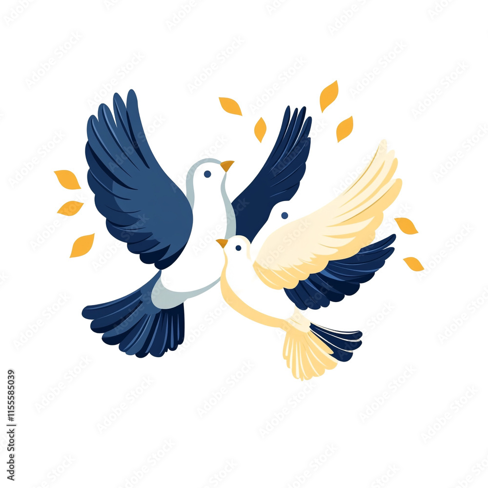Fototapeta premium Two Doves in Flight: A Symbol of Love and Peace